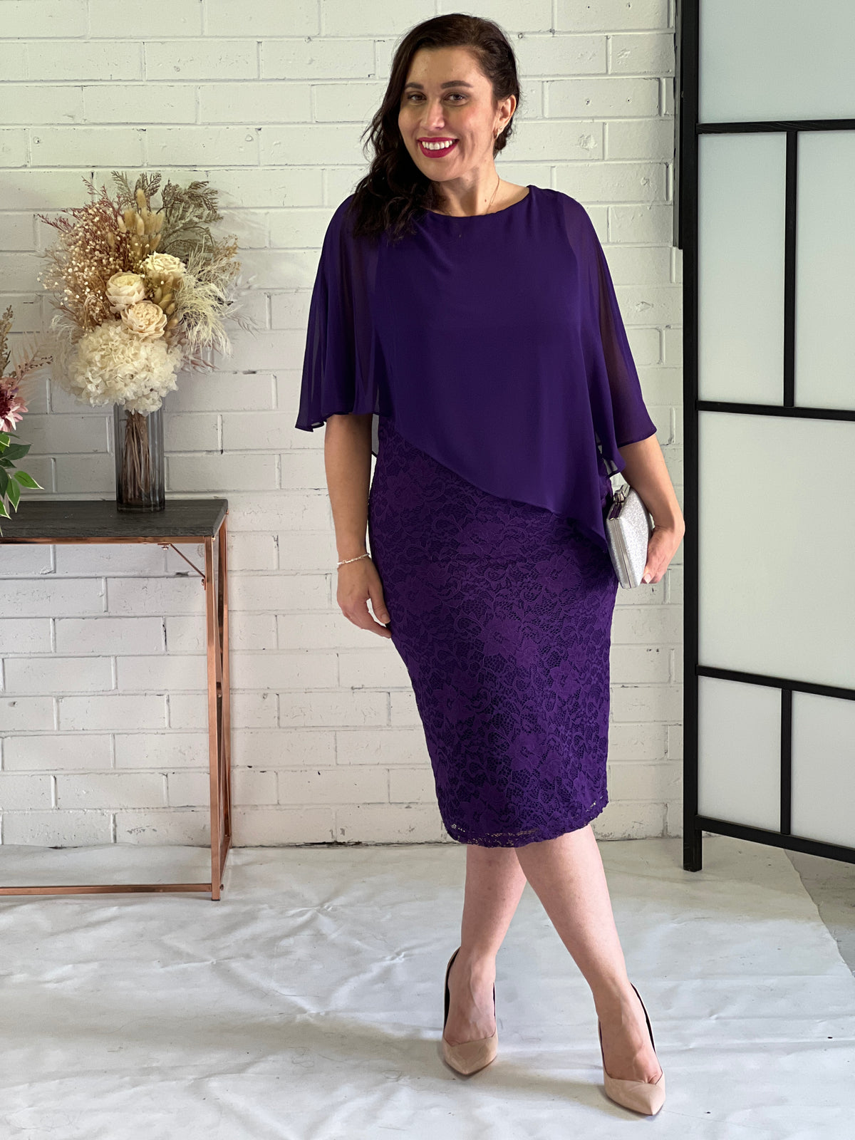 Geraldine Purple Lace Dress