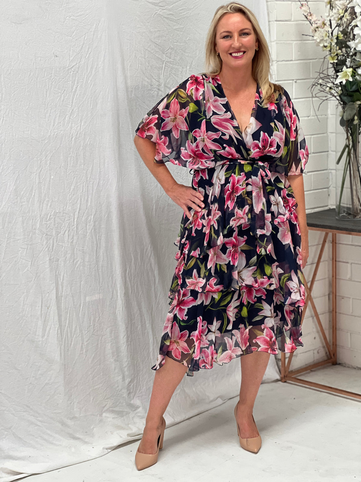 Harper Navy Floral Dress