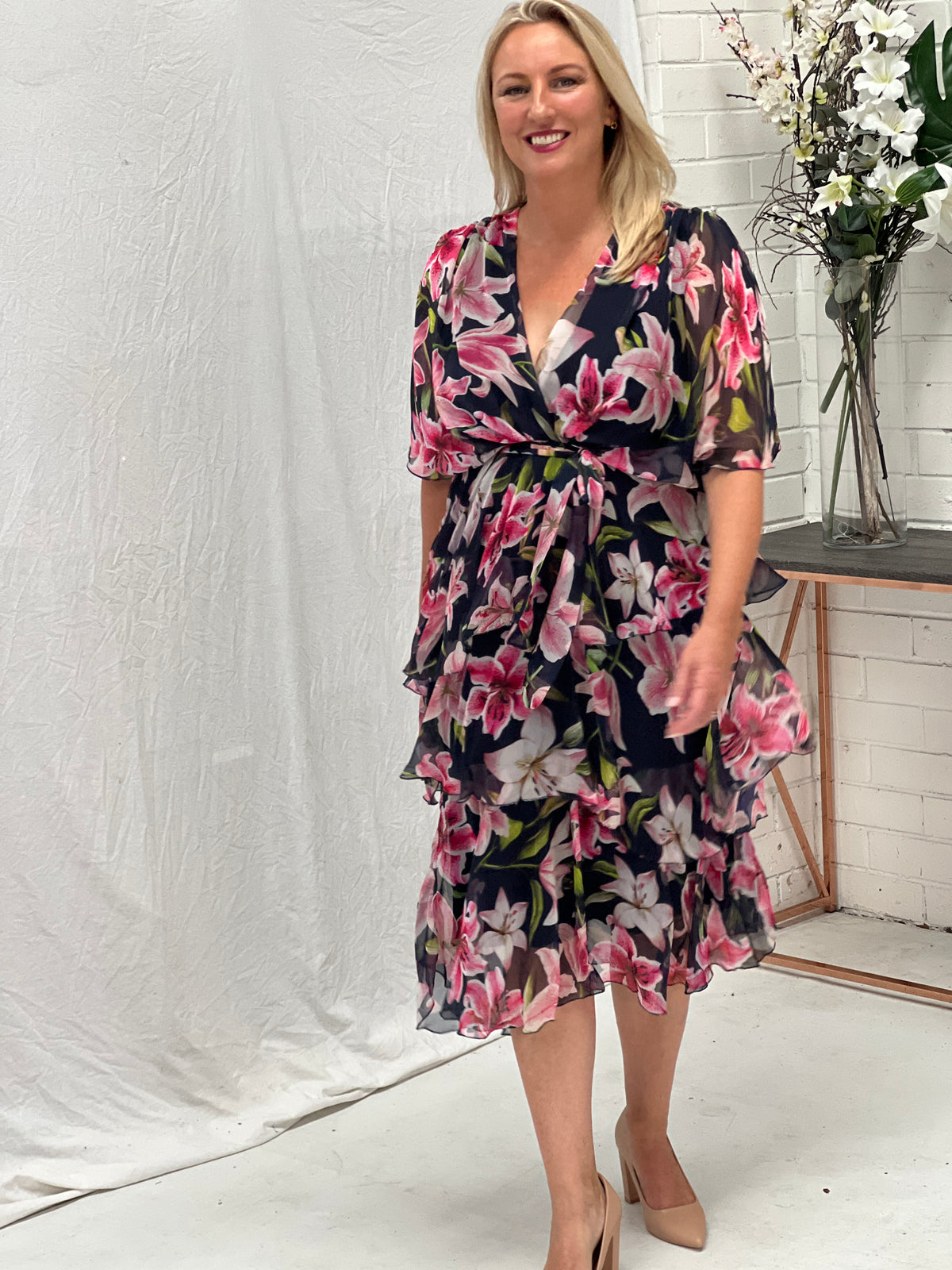 Harper Navy Floral Dress