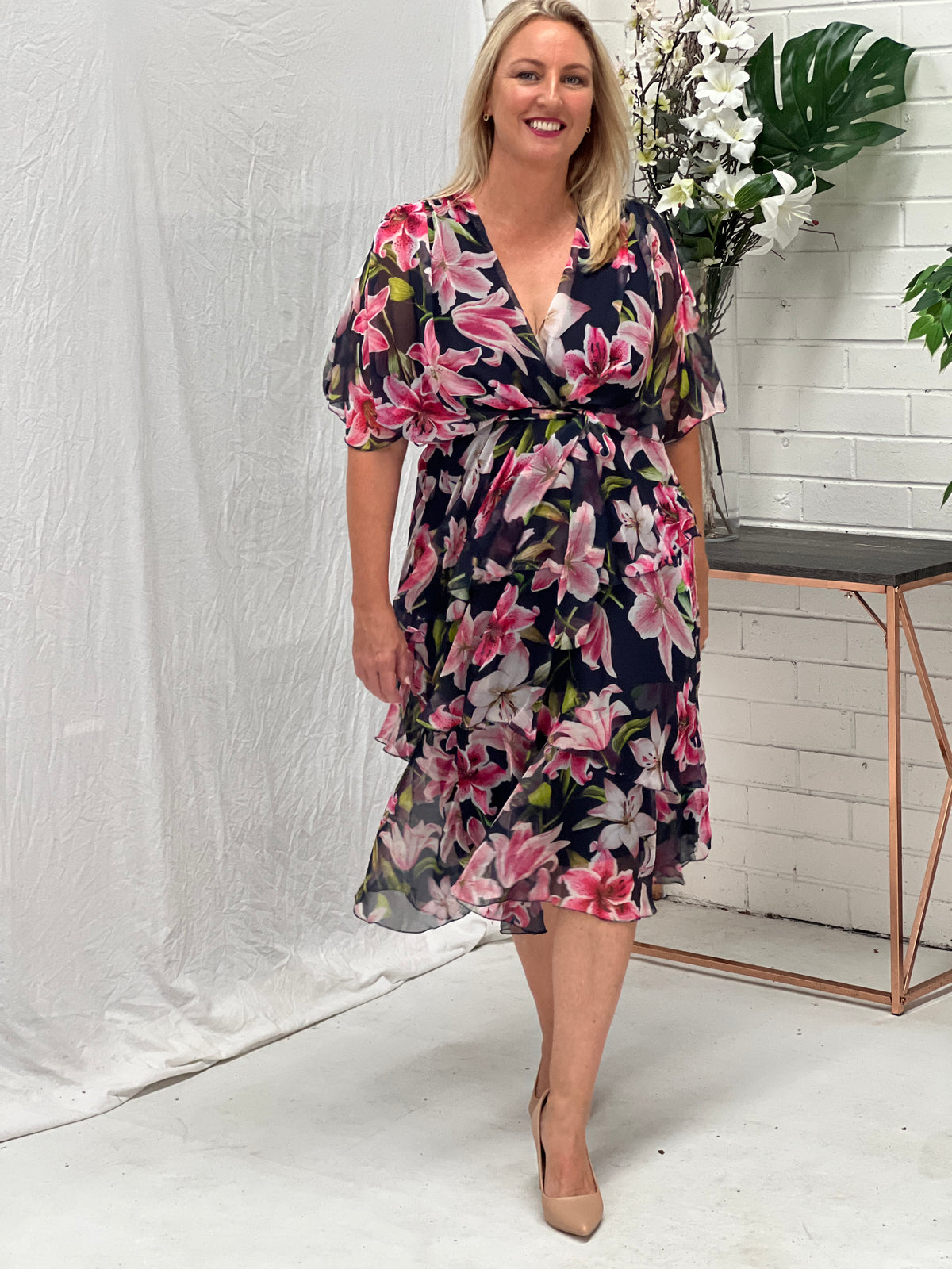 Harper Navy Floral Dress