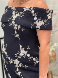 Dalton Navy Embroidered Evening Gown