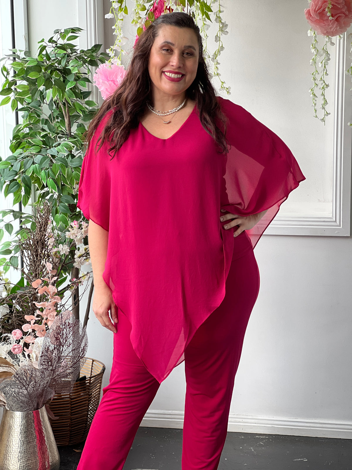 Nessa Fuchsia Evening Top