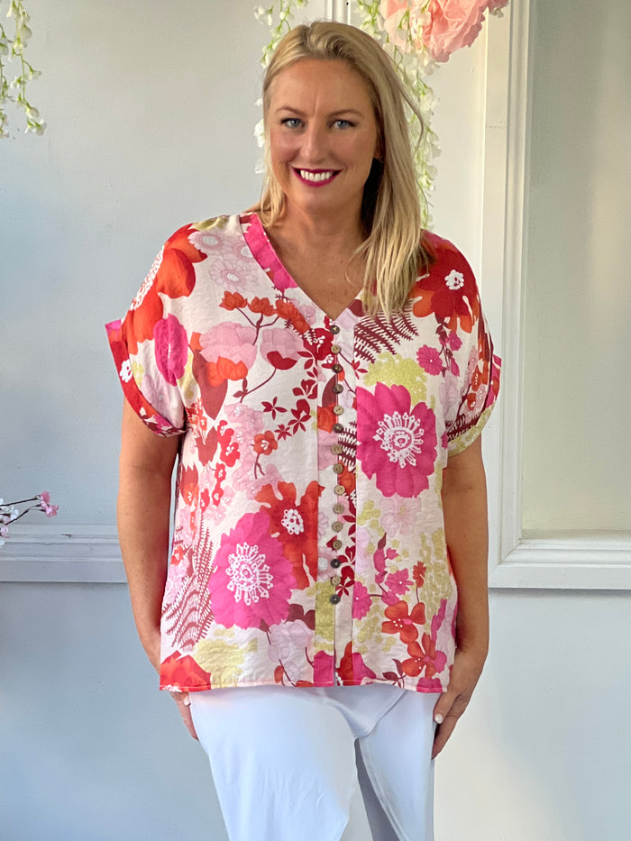 Izzy Pink Floral Top