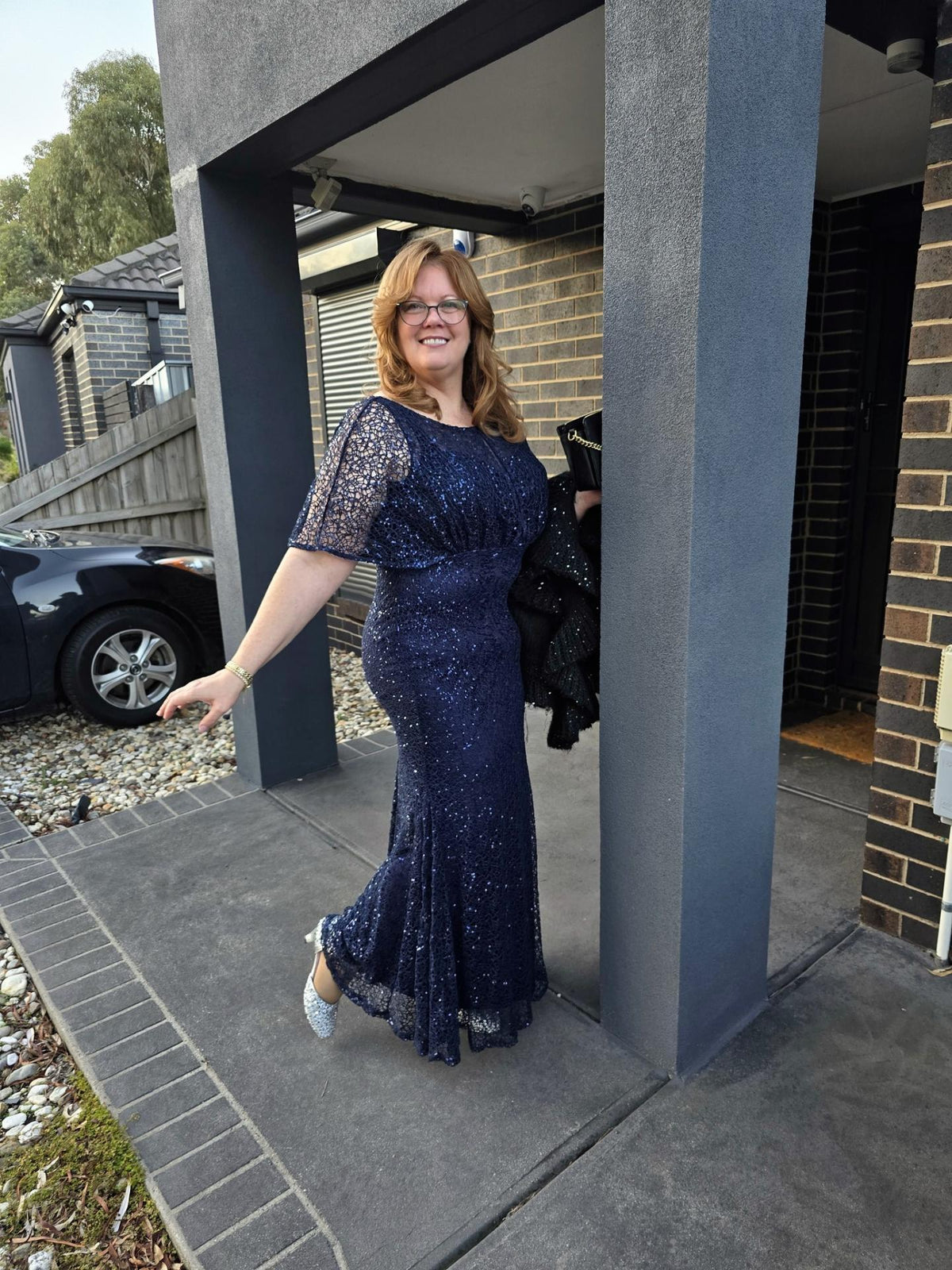 Payton Navy Sequin Evening Gown