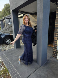 Payton Navy Sequin Evening Gown