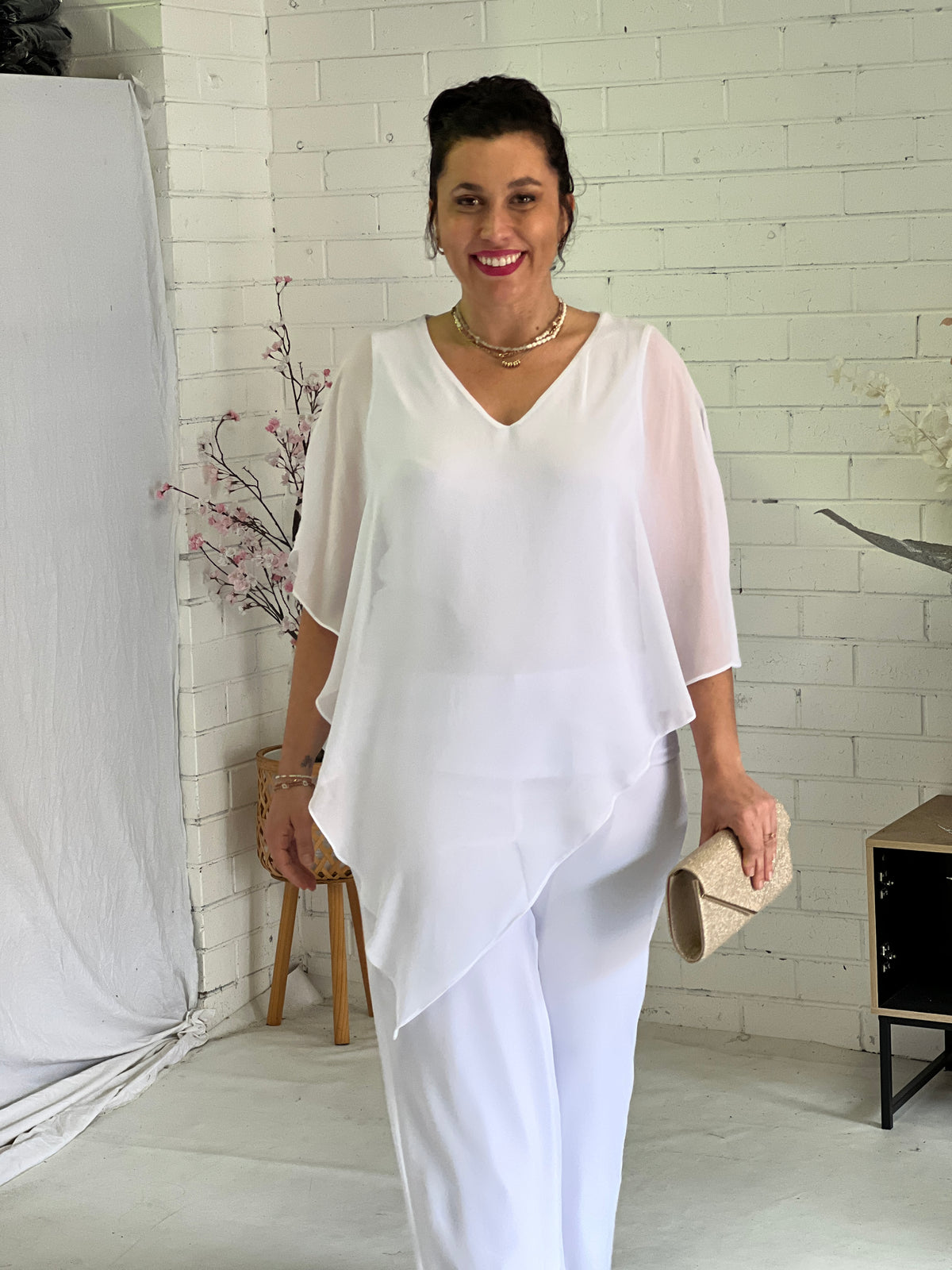 Nessa White Evening Top