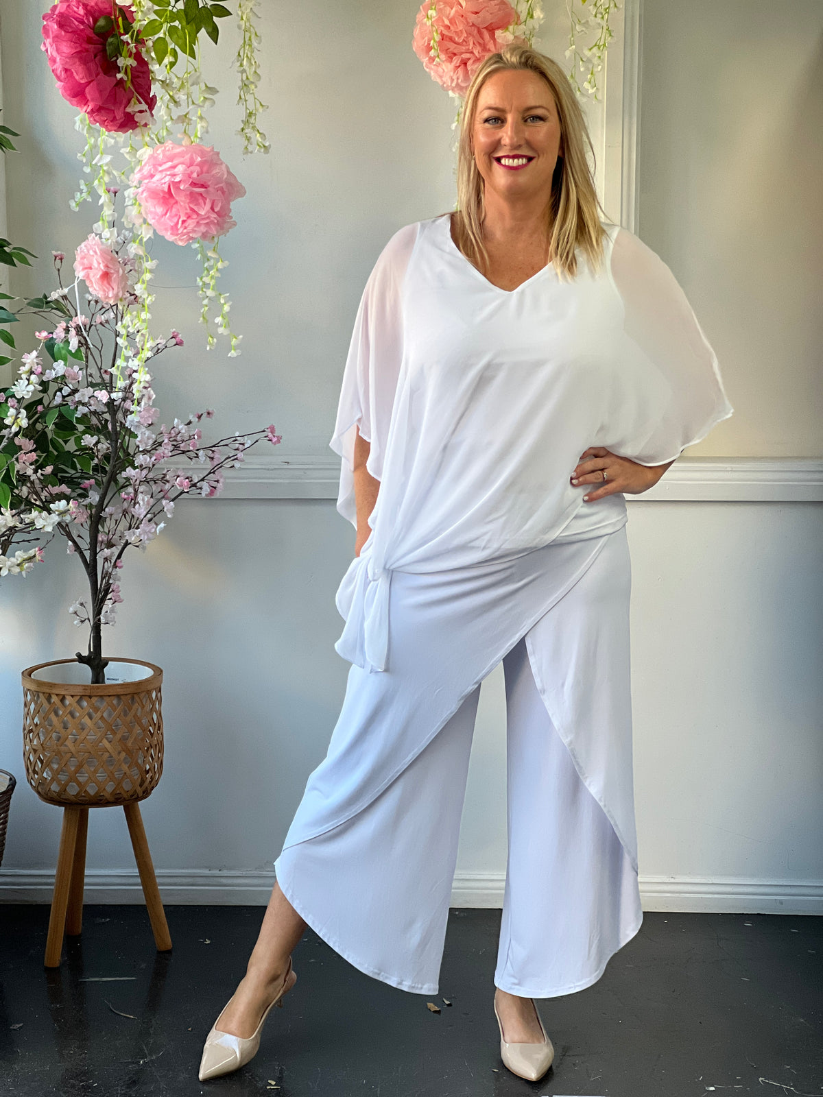 Pyrmont White Layered Pants