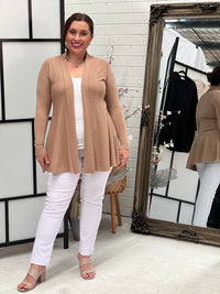 Olinda Beige Wool Knit Cardigan