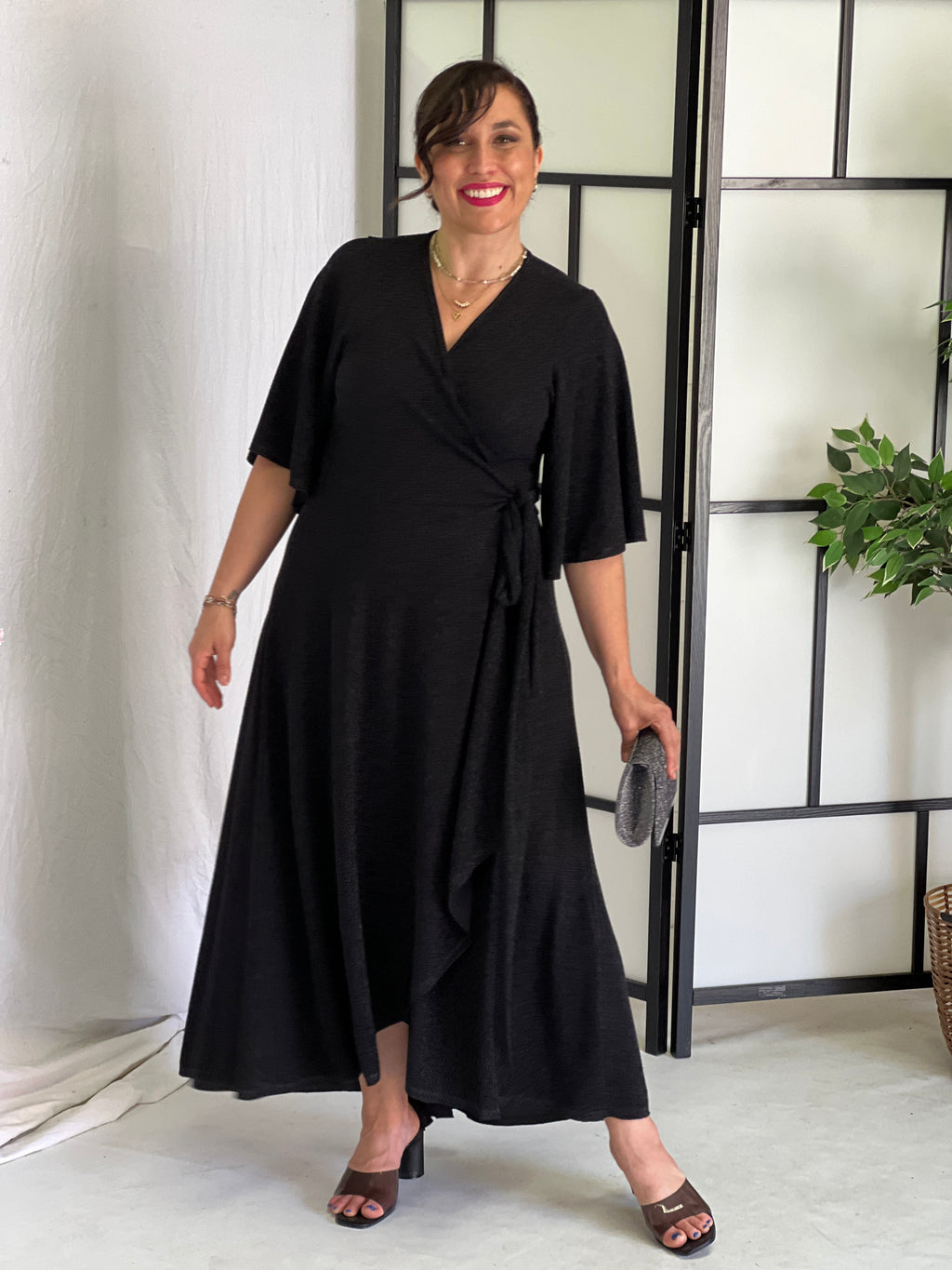 Parker Black Glitter Wrap Dress – Dressxox