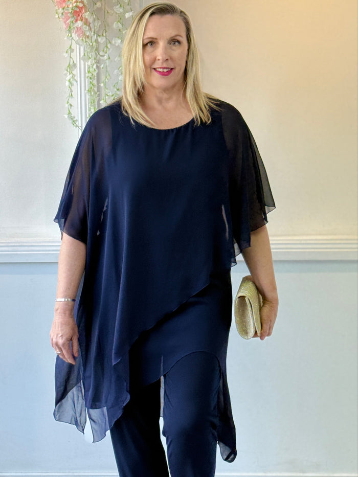 Quixie Navy Evening Tunic Top