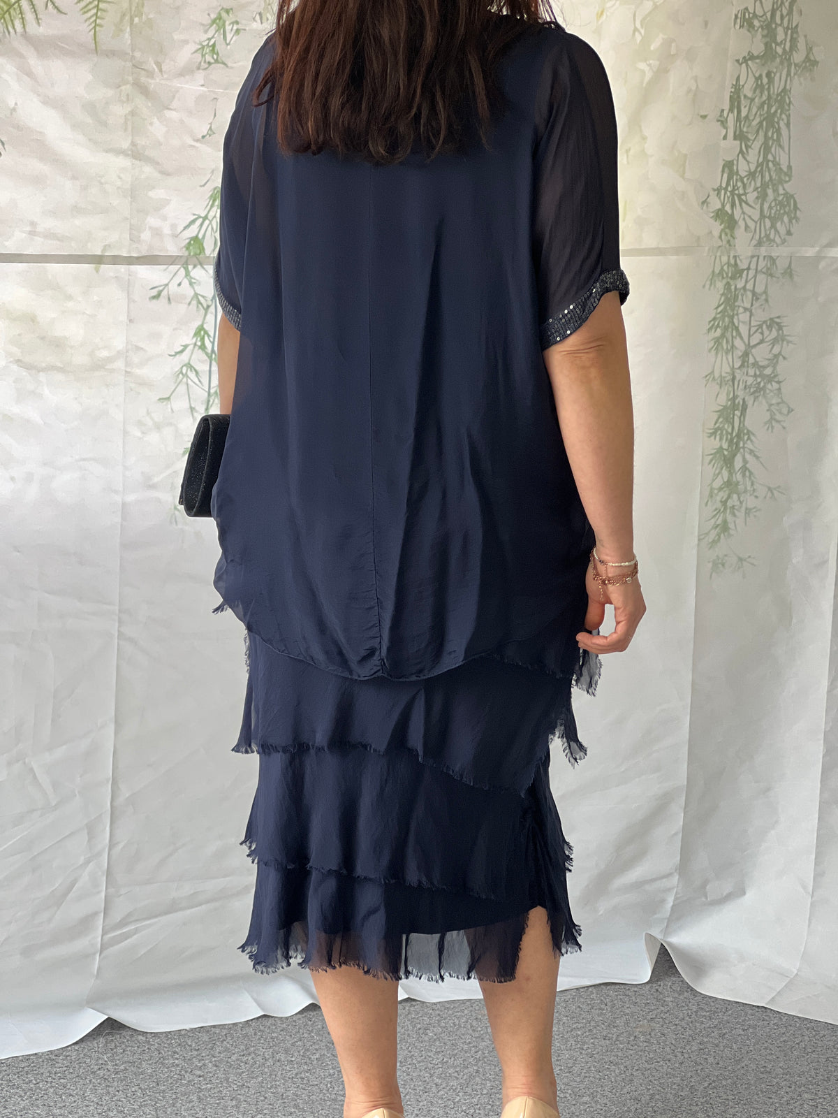 Vienna Navy Silk Dress