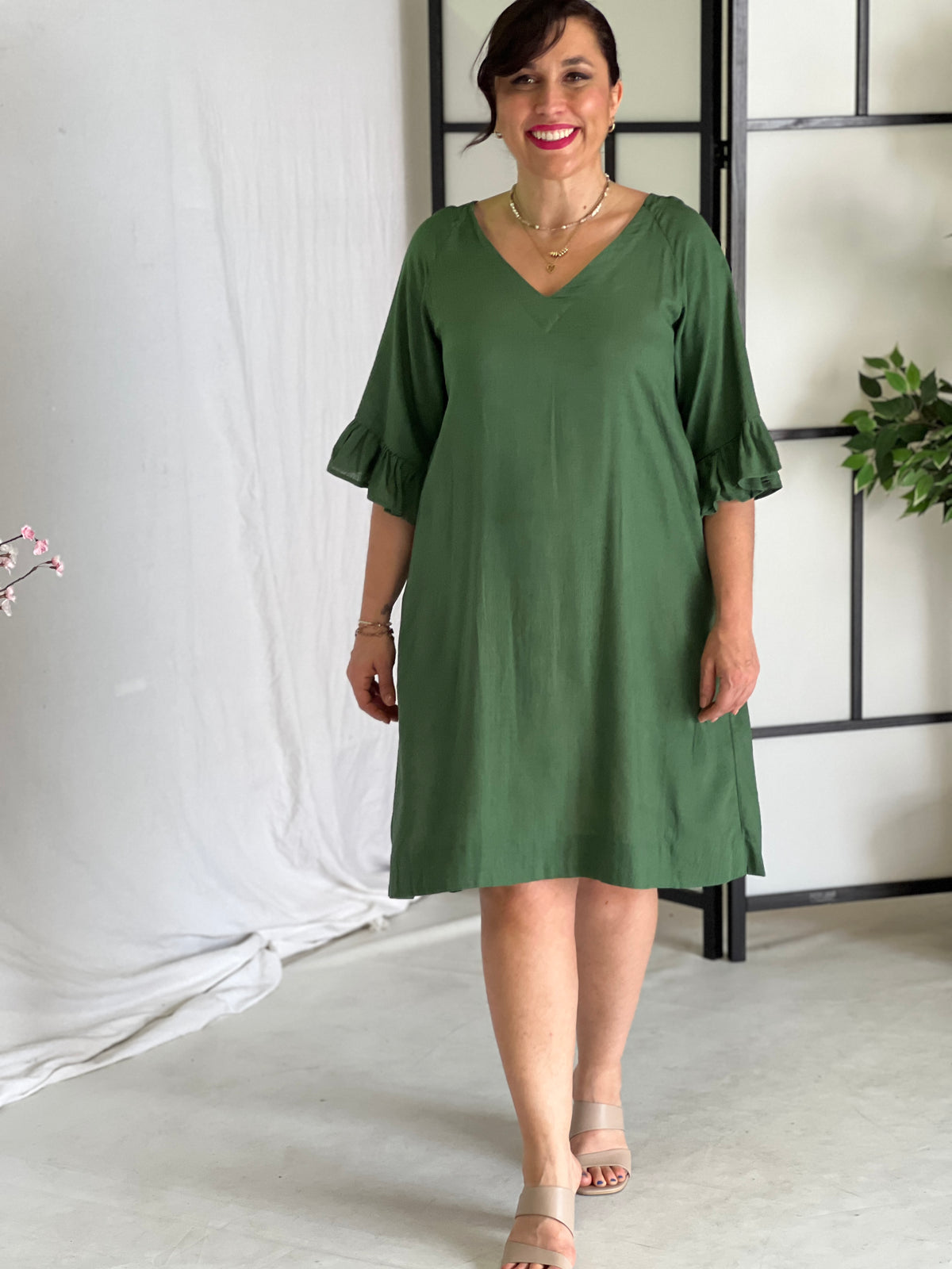 York Green Linen Dress
