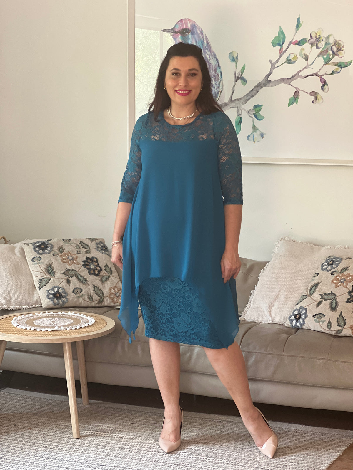 Zelda Teal Lace Dress