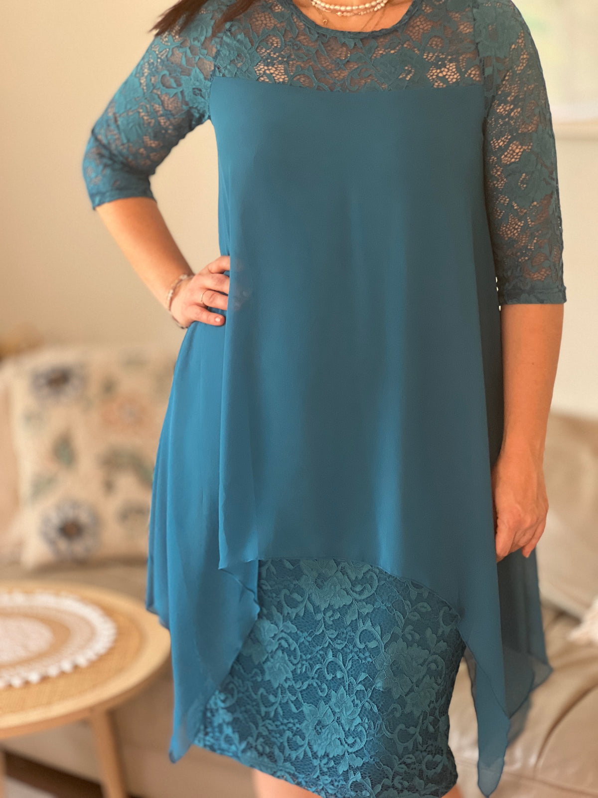 Zelda Teal Lace Dress