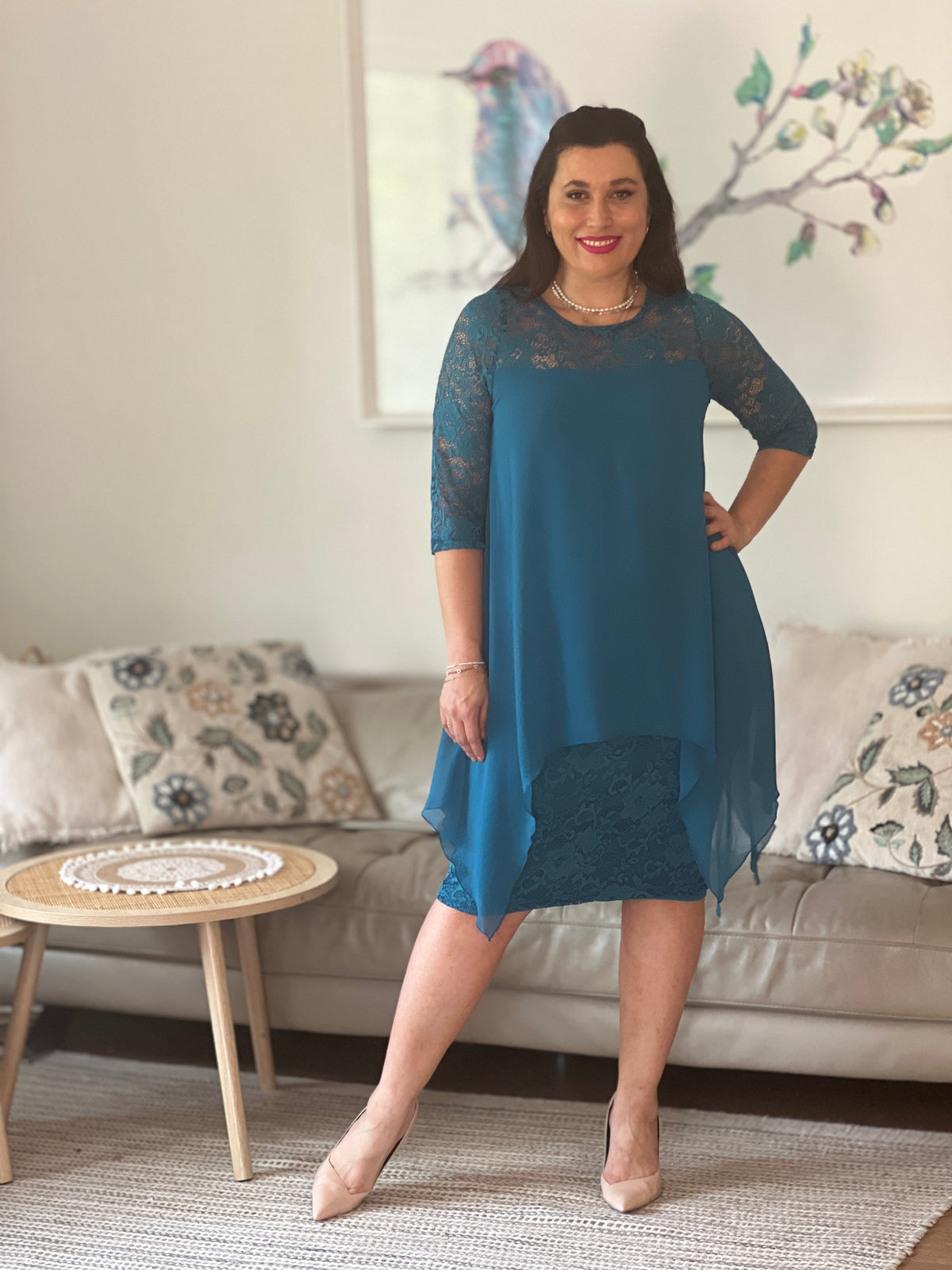 Zelda Teal Lace Dress