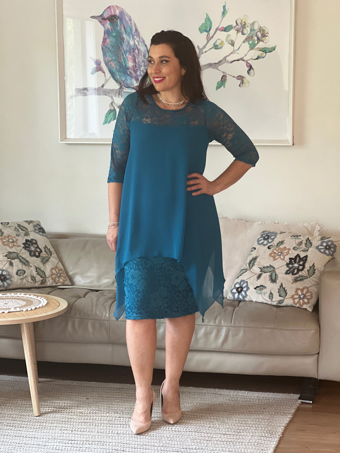 Zelda Teal Lace Dress