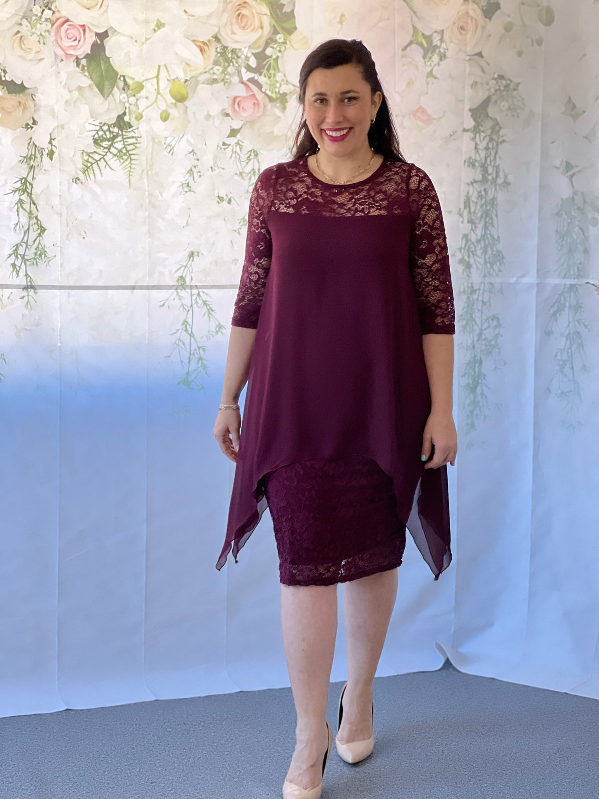Zelda Burgundy Lace Dress