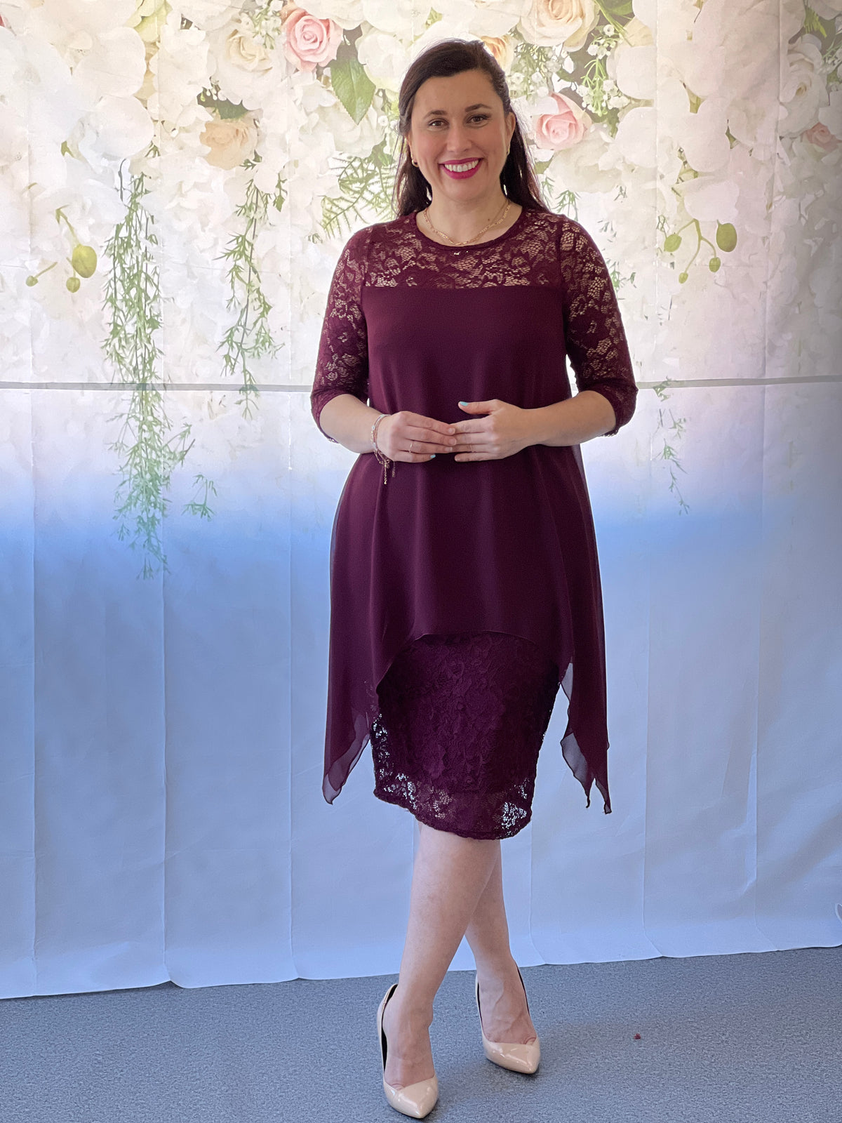 Zelda Wine Lace Dress