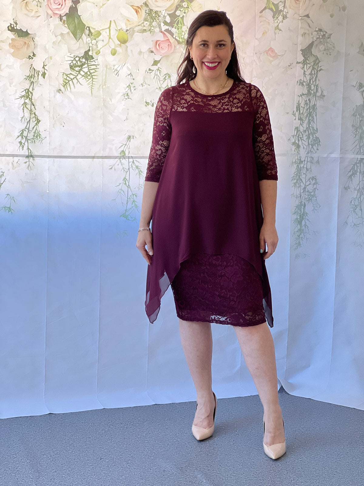 Zelda Burgundy Lace Dress