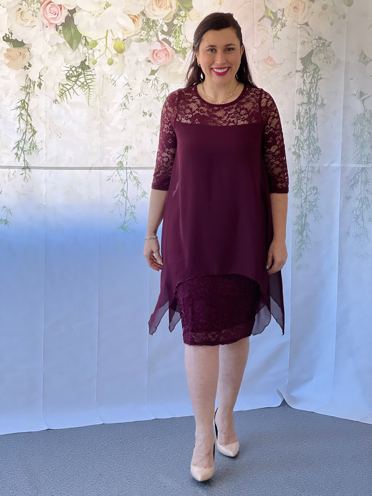 Zelda Burgundy Lace Dress