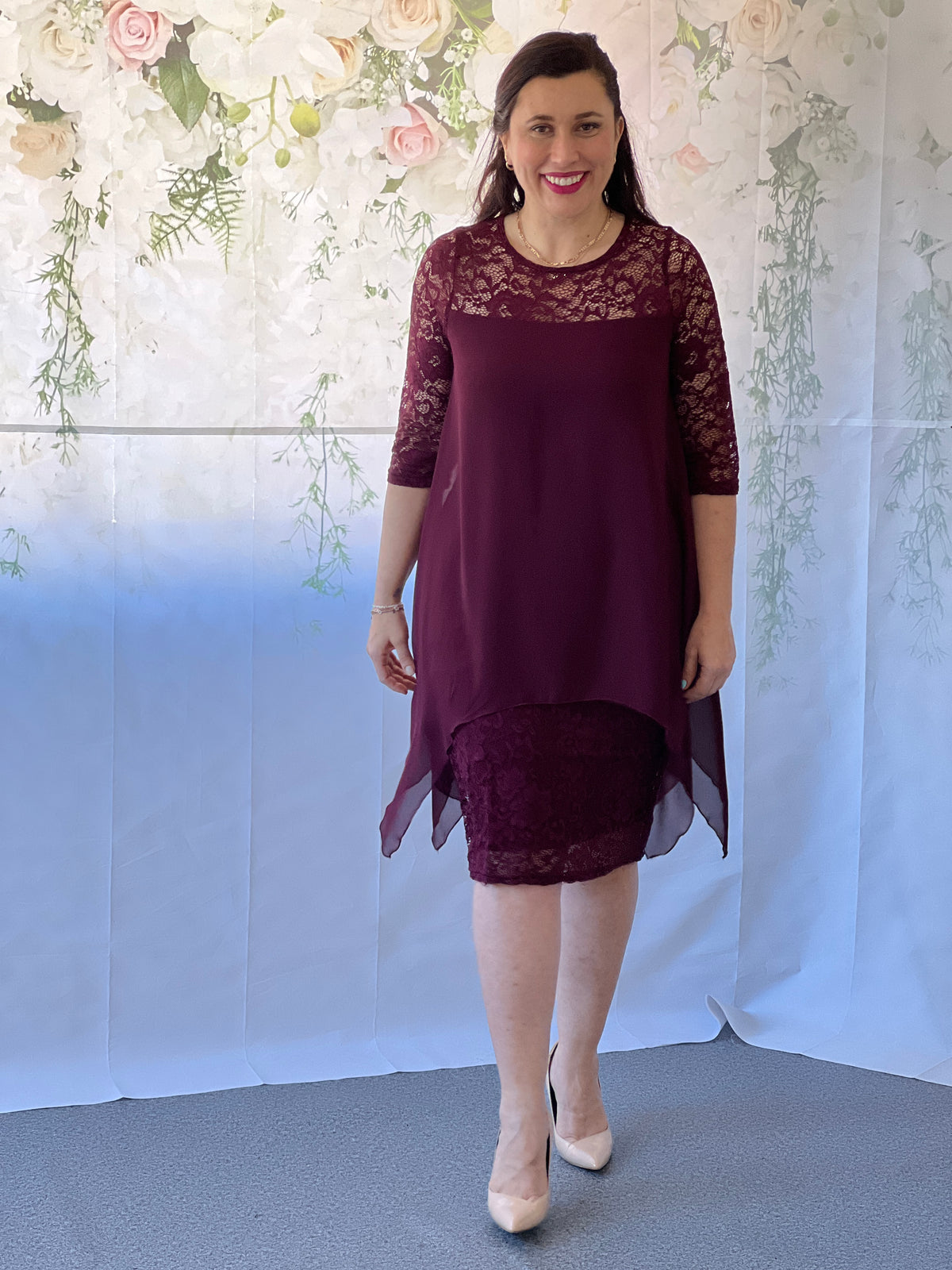 Zelda Wine Lace Dress