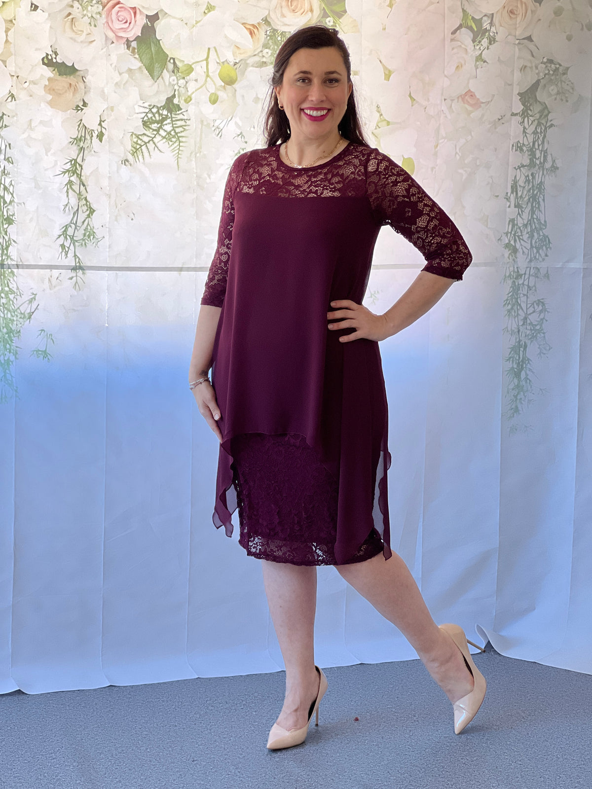 Zelda Burgundy Lace Dress