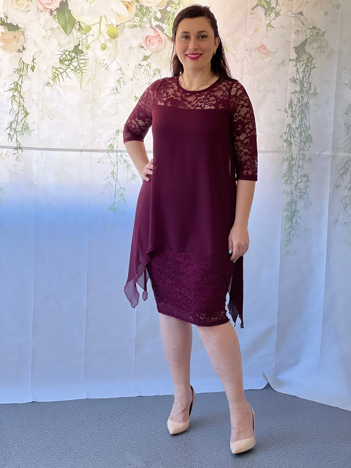 Zelda Wine Lace Dress