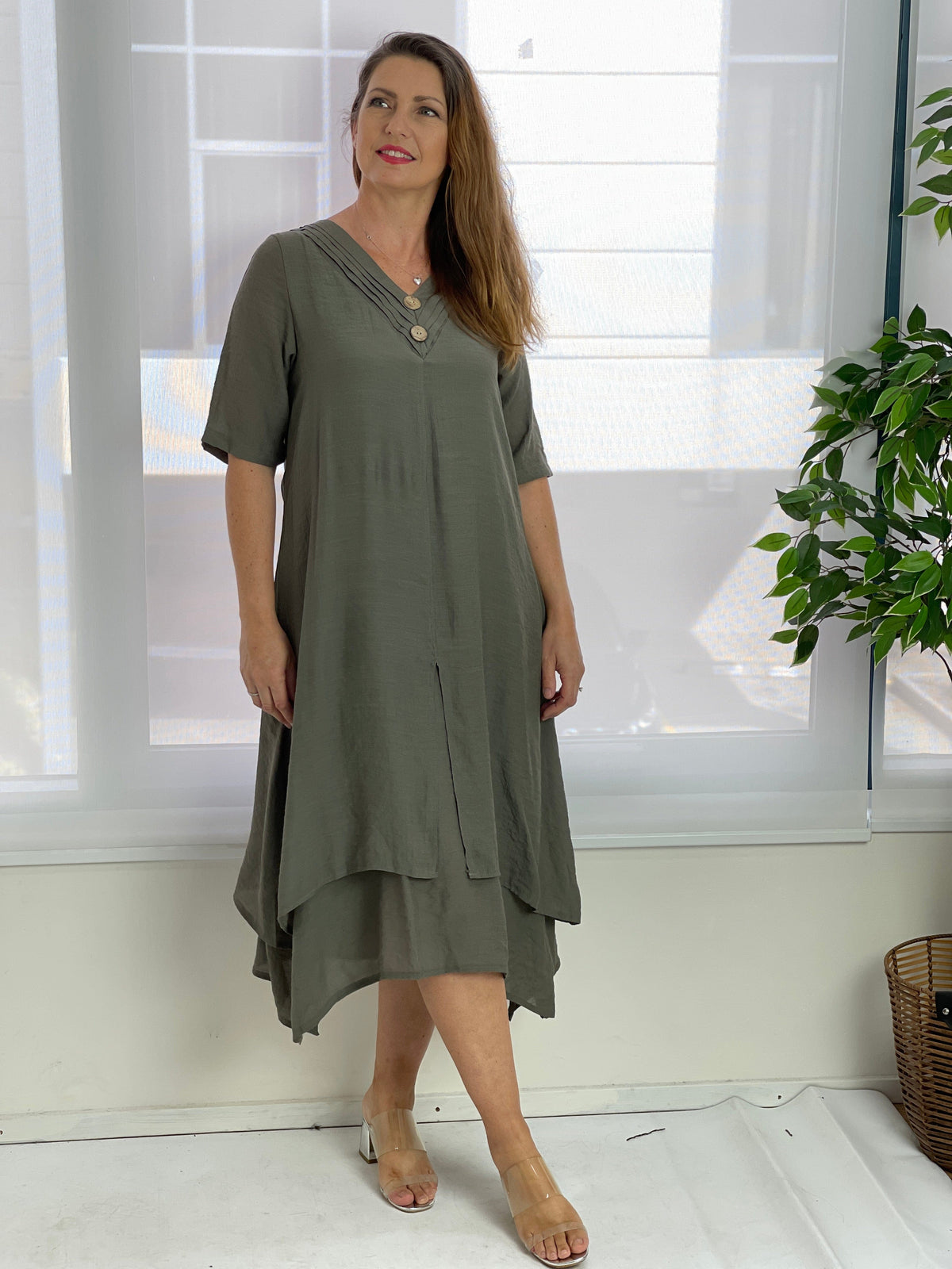 Oxley Khaki Layering Dress