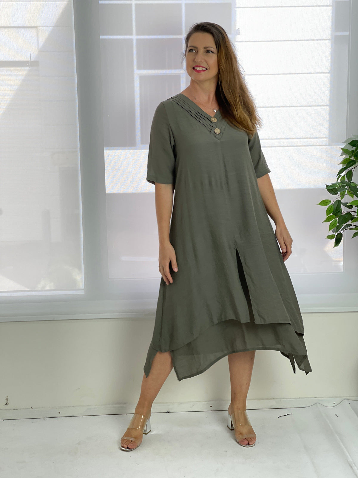 Oxley Khaki Layering Dress