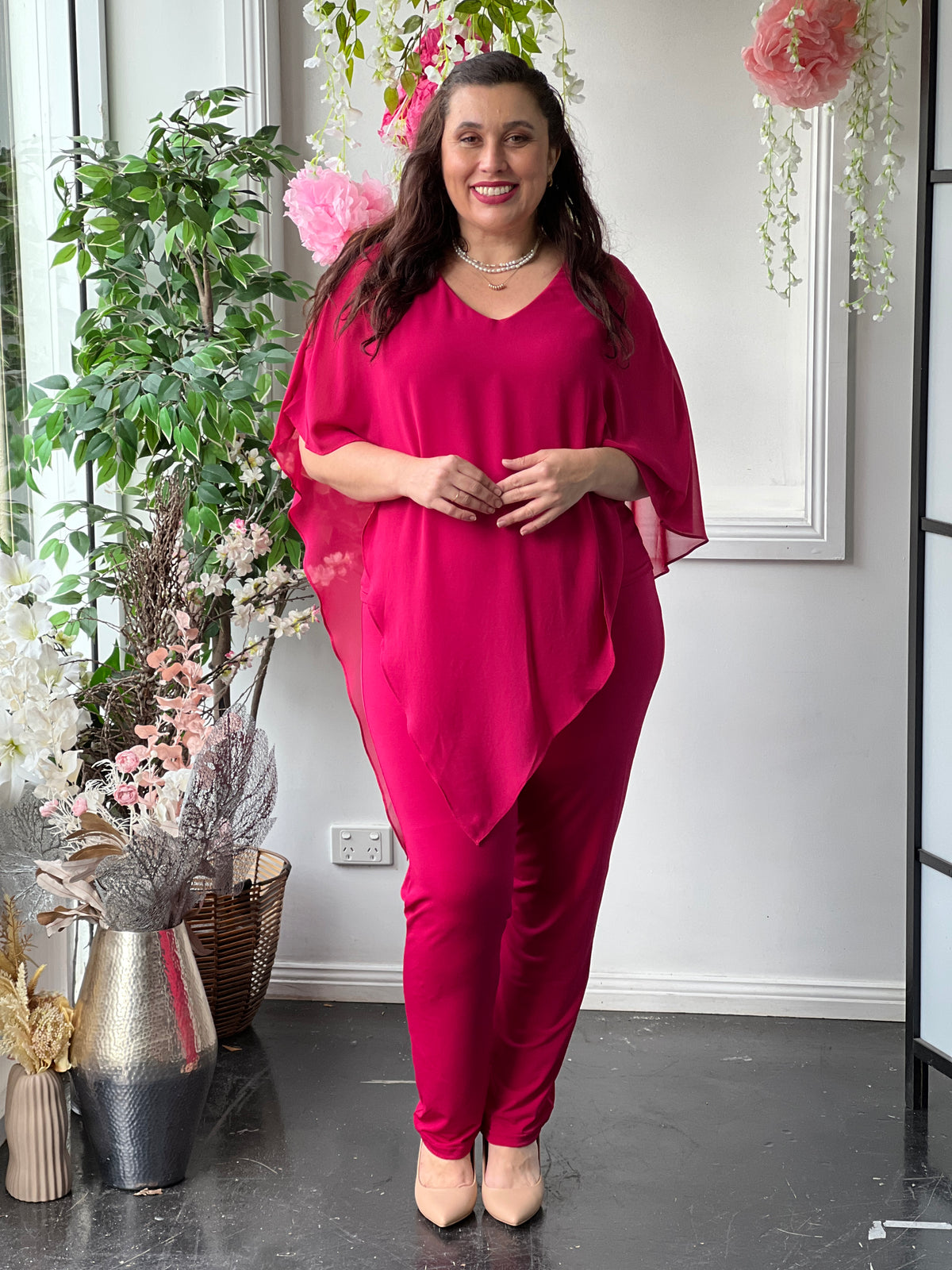 Nessa Fuchsia Evening Top