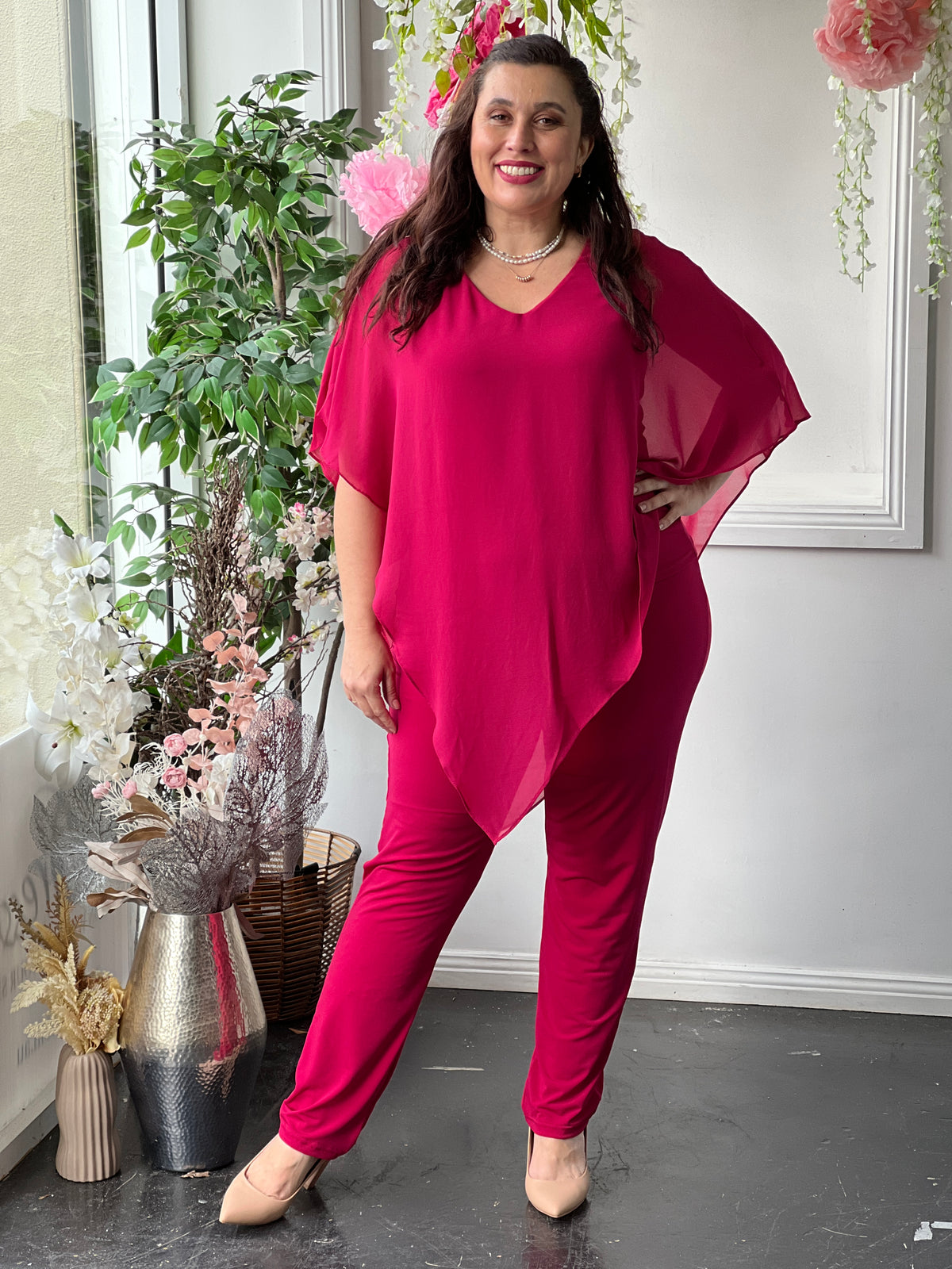 Nessa Fuchsia Evening Top