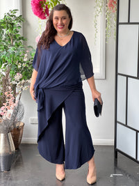 Nessa Navy Evening Top