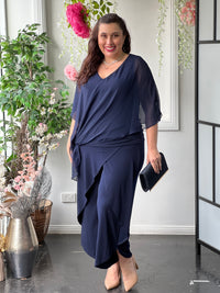 Nessa Navy Evening Top