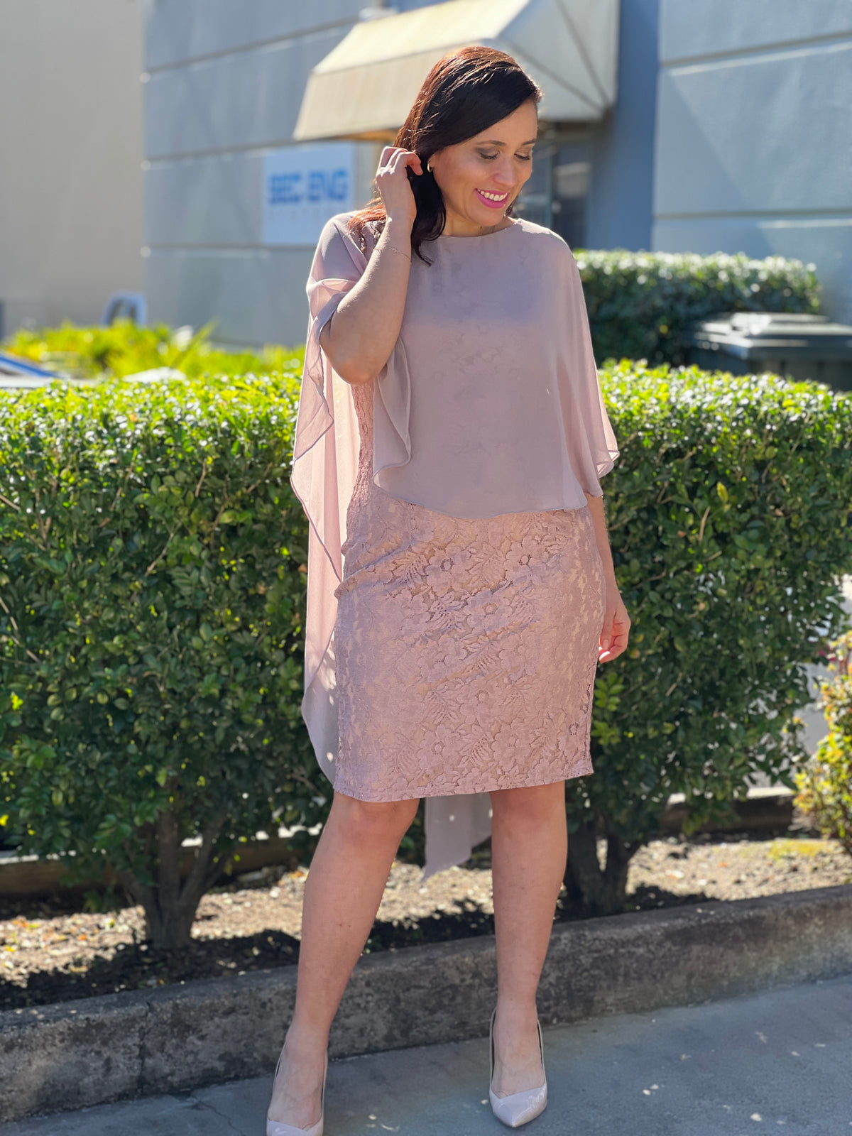 Weslyn Dusty Pink Goddess Dress