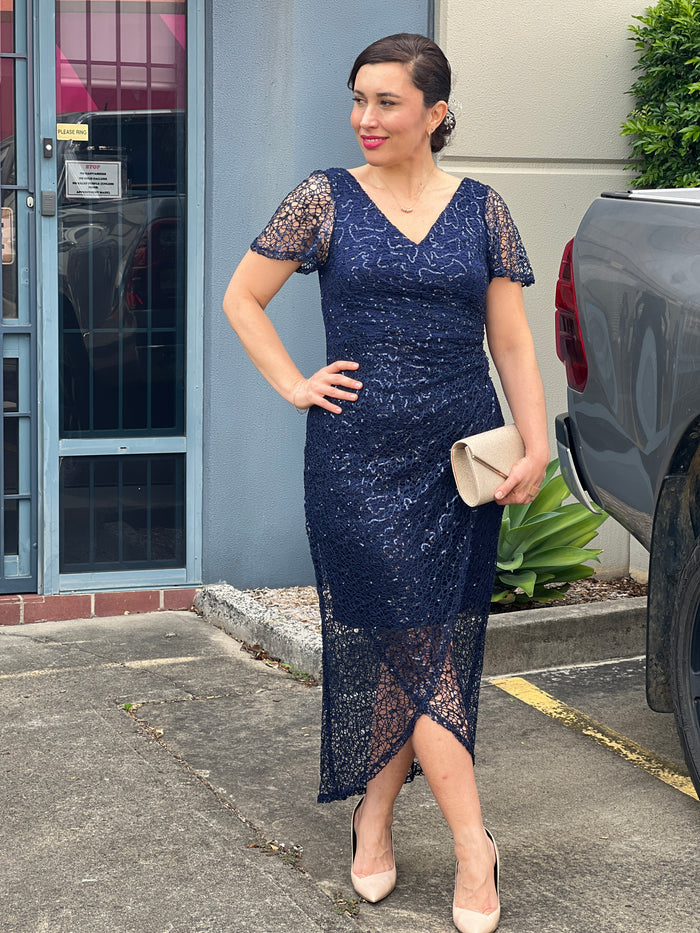 Alana Navy Sequin Gown