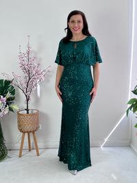 Cindy Emerald Sequin Evening Gown