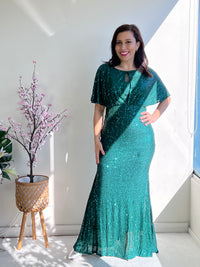 Cindy Emerald Sequin Evening Gown