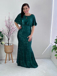 Cindy Emerald Sequin Evening Gown