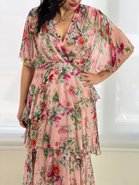 Clara Pink Floral Silk Dress