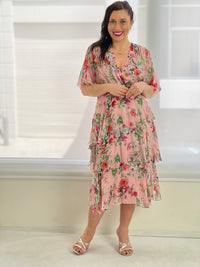 Clara Pink Floral Silk Dress