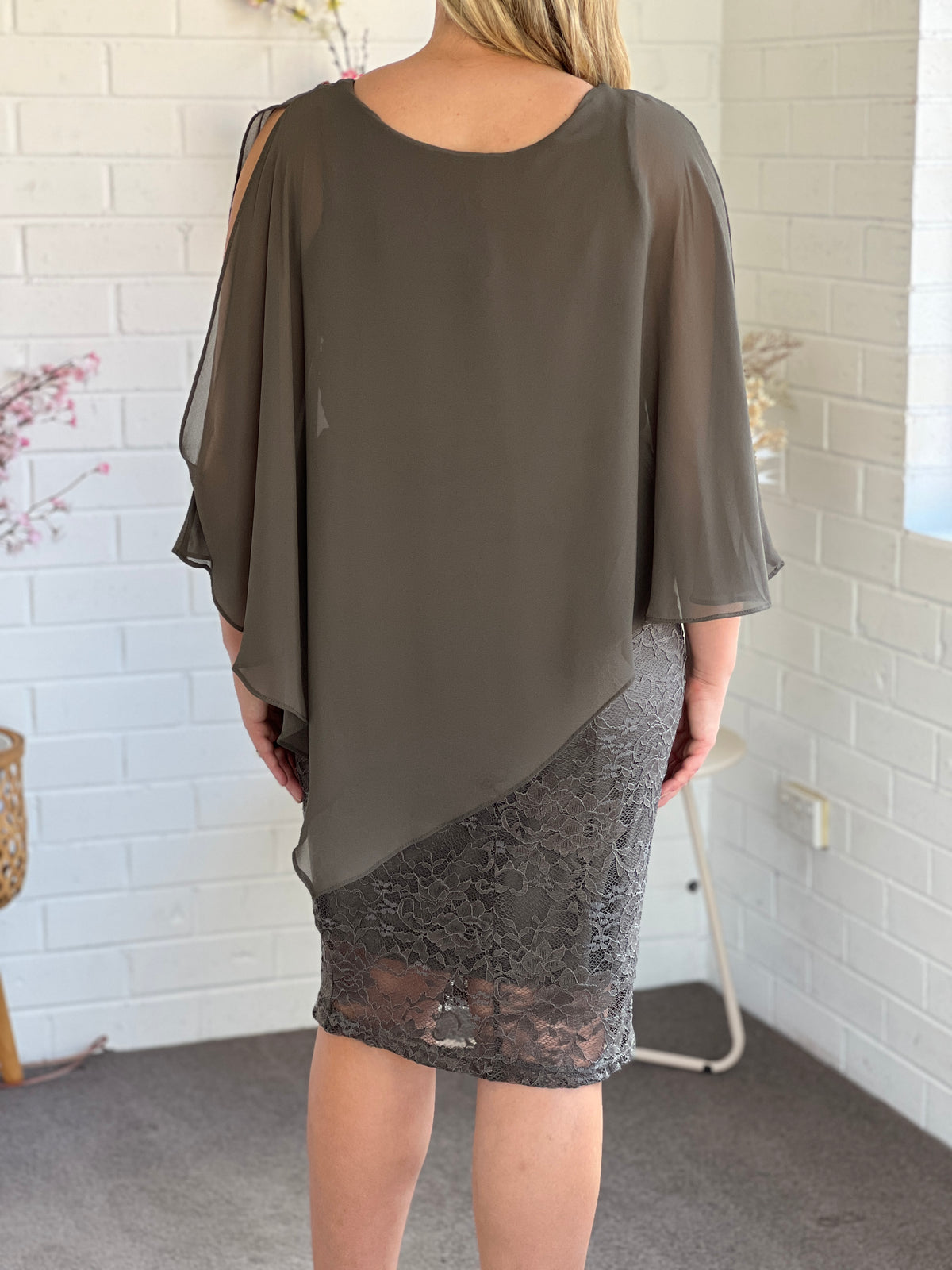 Geraldine Khaki Lace Dress