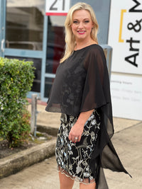 Goslyn Black Embroidered Evening Dress