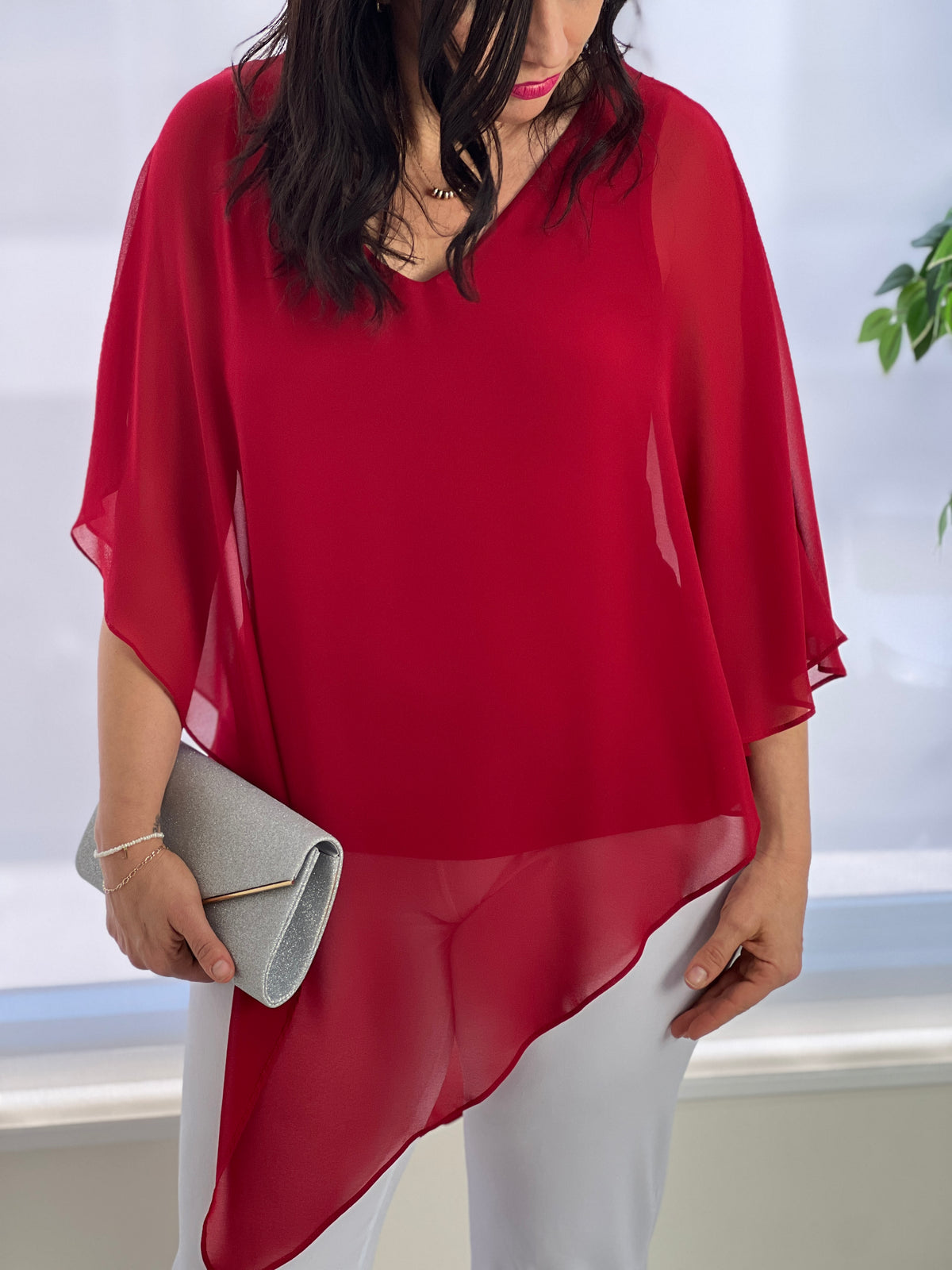 Nessa Red Evening Top