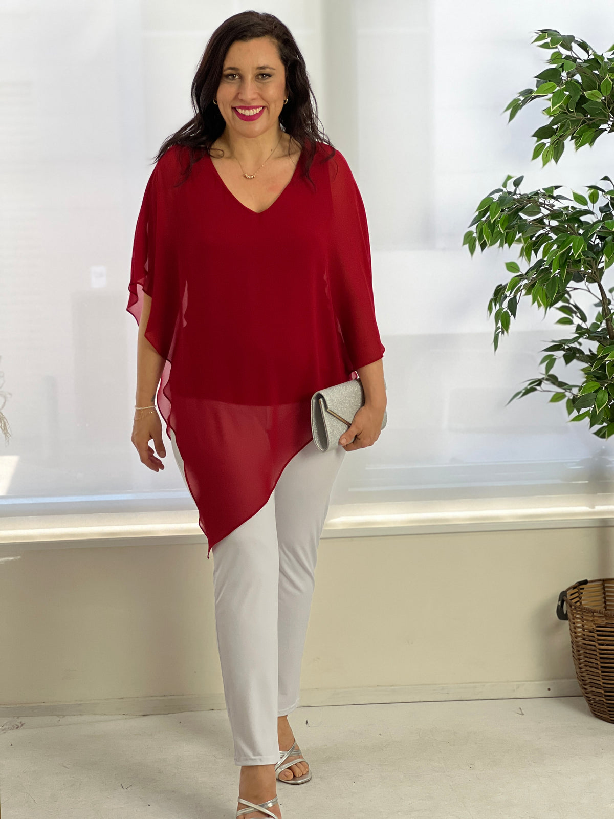 Nessa Red Evening Top