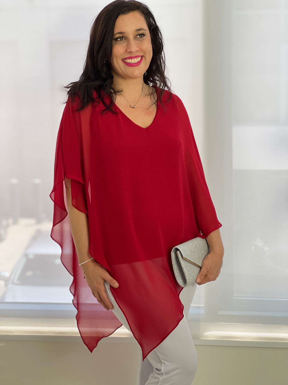 Nessa Red Evening Top