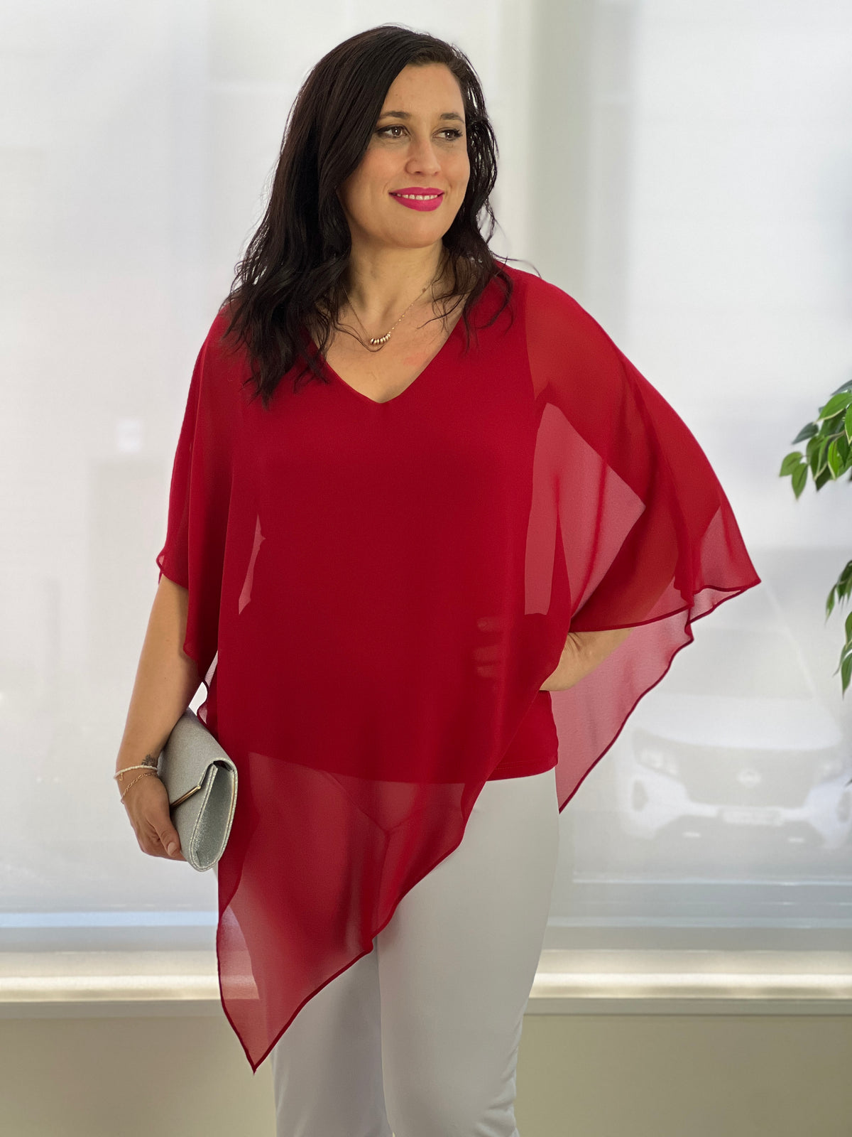 Nessa Red Evening Top