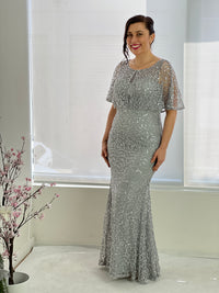 Payton Silver Sequin Evening Gown