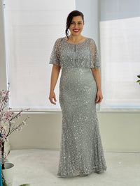 Payton Silver Sequin Evening Gown