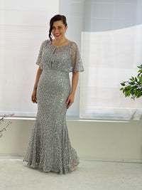 Payton Silver Sequin Evening Gown