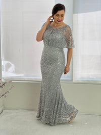 Payton Silver Sequin Evening Gown